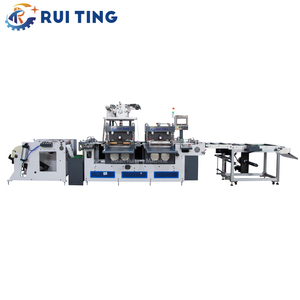 Máquina troqueladora plana de etiquetas adhesivas de dos cabezales de alto rendimiento, 350 de ancho, con estampado en caliente, 400 veces/min 